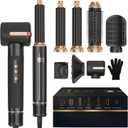 7 in ONE Hair Dryer Brush, Powerful Blow Dryer Brush with Auto- Wrap Curler, Detachable Fast Drying, Volumizing, Curling, Straightening, Ionic Hair Dryer with Diffuser, Hair Styling Tools 100-120V