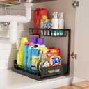 Palama Under Sink Organizer, Pull Out Cabinet Storage 2 Tier Slide Out Sink Shelf, Height Adjustable, Kitchen & Bathroom Organizers and Storage, Black, 1 Pack