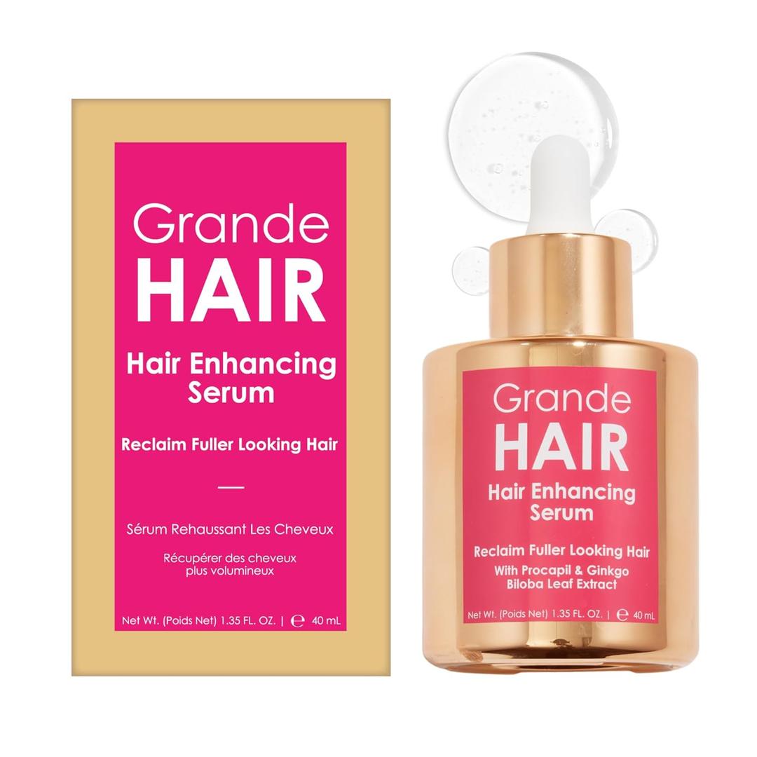 Grande Cosmetics Hair Serum for Men and Women, Promotes Thickness in Thinning Hair, Safe for Color Treated Hair (1.35 Fl Oz (Pack of 1))
