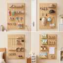 Large Wood Pegboard Wall Organizer - Heavy Duty 2 Panel Wooden Peg Board Kit with Shelves, Modular Wall Storage Display for Craft Room, Office, Bedroom, Living Room