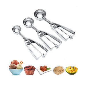 Ice Cream Scoop, 3Pcs Cookie Scoop Set, Stainless Steel Ice Cream Scooper with Trigger Release, Large/Medium/Small Cookie Scooper for Baking, Cookie Scoops for Baking Set of 3 with Cookie Dough Scoop…