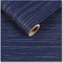 CRE8TIVE Large Size 24"x354" Dark Blue Grasscloth Wallpaper Textured Fabric Blue Wallpaper for Bathroom Self Adhesive Prepasted Grass Cloth Contact Paper Vinyl for Bedroom Kitchen Living Room Walls