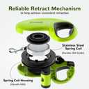 Pecute 26ft Retractable Dog Leash with Reflective Strips, 360 Tangle-Free, One-Button Control & Sturdiness Nylon Material, Long Leash Retractable with Poop Bag Holder for Medium Large Dog