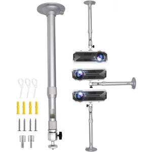 2-Be-Best Projector Ceiling Mount Adjustable Projector Mount Length 16-25.6in / 41-65cm Swivel Projectors Holder Bracket for Mini Projectors CCTV DVR Cameras Silver Upgraded