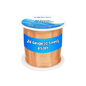 24 Gauge Solid Soft Copper Wire (850Ft, 16OZ) for Electroculture Gardening Plants, Bare Pure Copper Wire Jewelry Making Craft