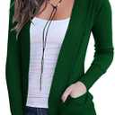 Women's Open Front Casual Long Sleeve Knit Classic Sweaters Cardigan with Pockets Size M