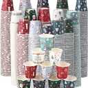 Umigy 3oz Christmas Paper Cups 900 Pcs Disposable cups, Mini Mouthwash or Snack Cup for Holiday Party, Bathroom, Winter Celebration(Vivid Style)