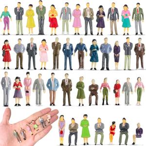 VICDUEKG 50 Pcs Mini People Figurines 1: 50 Scale Miniature People Sitting and Standing Tiny People Model Trains Museum Architectural Painted Little Plastic Figurines for Miniature Scenes