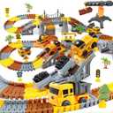 281 PCS Race Tracks Construction Toys for 3 4 5 6 7 8 9 Year Old Boys Girls, 4 PCS Truck Car, Tower Crane, Toddler Track for 4-6, Christmas Birthday Gifts for Age 3-5, Engineer Building SetKids Toys