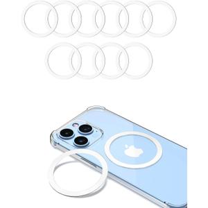 for Magsafe Ring 10PCS-Ultra Thin(0.4mm)-Universal Metal Rings Sticker Compatible with iPhone 15 Pro Max,15 Pro,15/14/13/12 Series,Samsung Galaxy,Google Pixel Series - White
