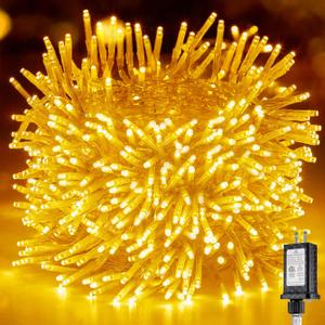 Minetom Christmas Tree Lights Outdoor - 200 LED 10 Ft Firecrackers String, 12 Modes Timer Waterproof Connectable Plug-in Twinkle Fairy Lights for Xmas Tree Garland Party (Warm White)