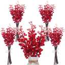 Crowye 40 Pcs 11.81 Inch Artificial Berry Picks with Stems Fake Faux Berry Picks Ornaments for DIY Craft Home Anniversary Wedding Holiday Party Decor(Red and White)