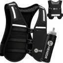 SHEHZOR 9-Pocket Hydration Running Vest High-Capacity Tactical Chest Rig with 500ml Soft Flask Anti-Chafe Mesh & Zero-Bounce Fit for Marathons, Trail Running & Hiking Reflective Unisex Gear