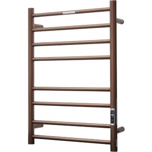 Electric Heated Towel Warmer - Wall Mounted Bathroom Towel Rack, Plug-in Design & Gold Brushed Stainless Steel Finish 8 Bar ORB with Timer & Temperature Control
