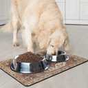 Dog Food Mats for Floors, Absorbent and Quick-Drying Pet Cat Food Mat,Anti-Fouling and Easy-to-Clean Pet Feeding Mat,Dog Bowl Mat for Messy Drinking Water Bowls.12 x20, Bohemia Style