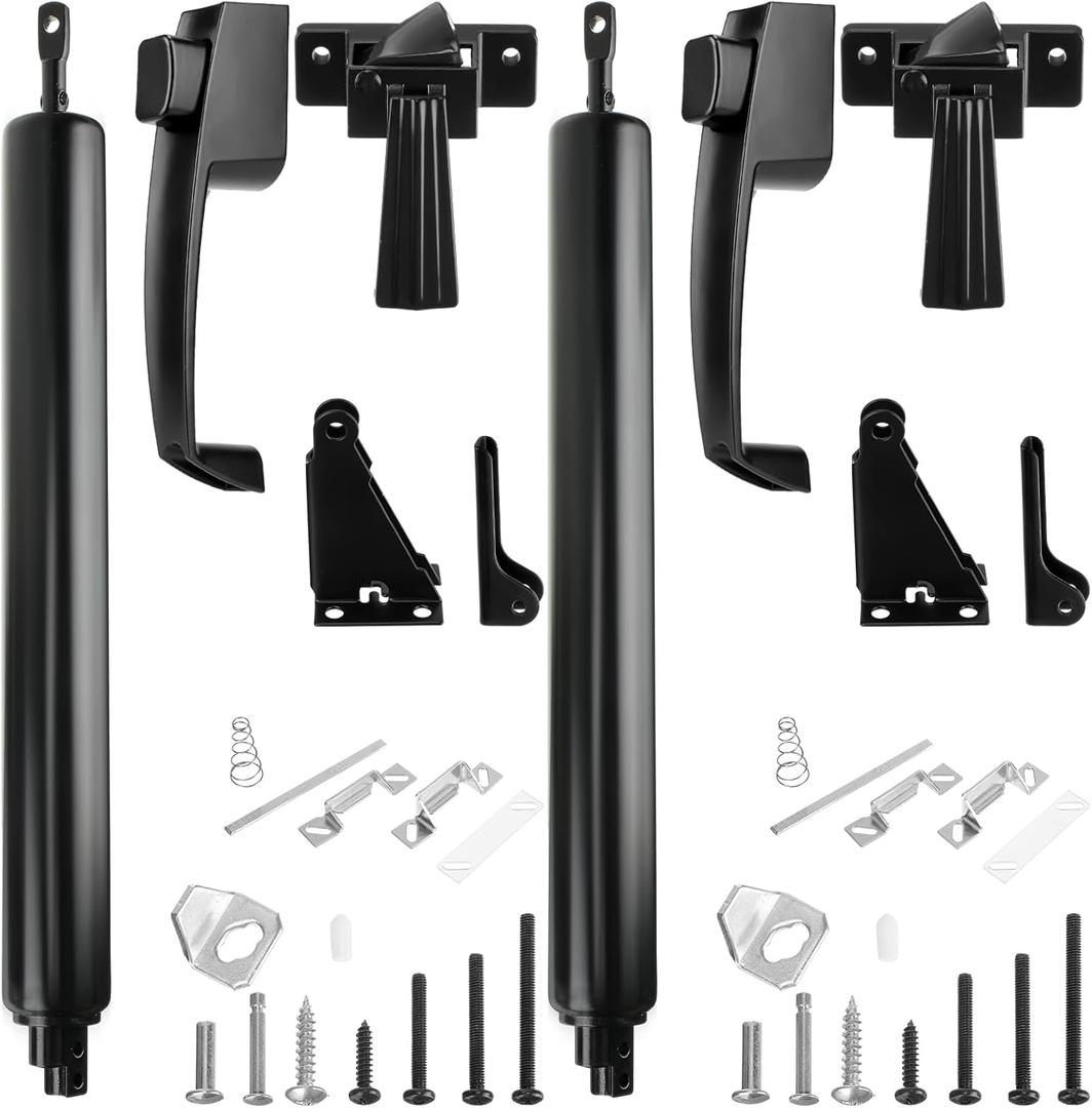 Gisafai 2 Sets Storm Door Closer Door Closure Heavy Duty Screen Doors Closer Pneumatic Screen Doors Replacement Parts with Handles, Hold and Close Smooth(Black)
