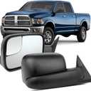 OCPTY Left Right Pair Tow Mirror Towing Mirrors For 1994-2001 For Dodge For Ram 1500 1994-2002 For Dodge For Ram 2500 1994-2002 For Dodge For Ram 3500 Manual Adjusted With Black Housing