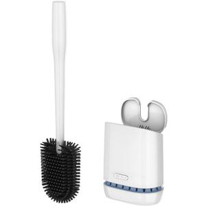 MR.SIGA Toilet Bowl Brush and Holder, Durable and Flexible Bristles, Wall Mounted Toilet Brush for Bathroom Cleaning, White, 1 Pack