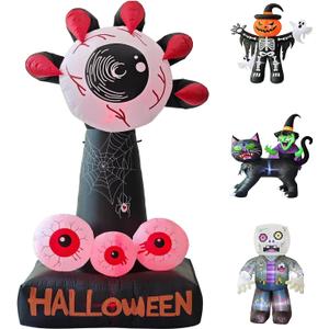 LANGXUN 8ft Hell's Eye Spooky 2025 Halloween Inflatable Decorations - Eyeball & Claws Yard Prop with LED Effect for Indoor Outdoor Lawn, Garden, Patio Cute Skeleton Ghost Holiday Party Decor