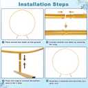 Round Backdrop Stand - 6.5FT(200cm), Wedding Arch, Balloon Arch Stand with Base for Wedding Baby Shower Birthday Party (Gold)