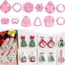 Keoker Christmas Embedded Clay Cutters, Christmas Polymer Clay Cutters, 12 Shapes Christmas Clay Cutters for Polymer Clay Jewelry, Polymer Clay Christmas Cutters, Polymer Clay Cutters Christmas, (White1)