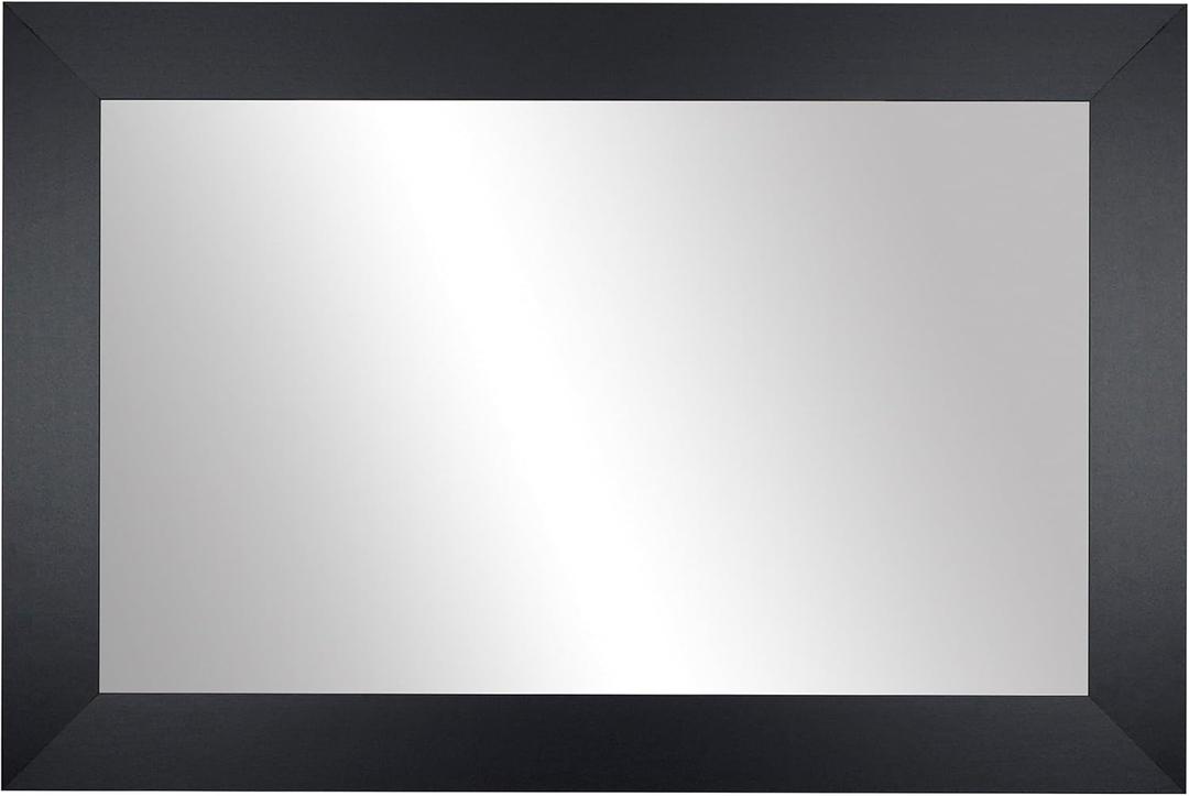 Frame My Mirror Black Framed Mirror, 30" x 40" Mirror for Bathroom, Wood Frame, True Reflections Glass, Black Finish, Pendleton Design, Hangs Horizontally or Vertically, Made in USA
