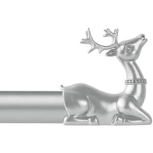 TANGWIN Silver Decorative Curtain Rods for Windows:72-144" Adjustable Farmhouse Curtain Rod for Bedroom Living Room,Heavy Duty Rustic Drapery Rods with Vintage Deer Finials Easy Install,Antique Silver