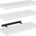 AMADA HOMEFURNISHING Floating Shelves, Wall Shelves for Bathroom/ Living Room/ Bedroom/ Kitchen Decor, White Shelves with Invisible Brackets Set of 3 - AMFS08
