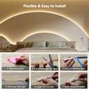 PAUTIX COB LED Strip Lights with RF Remote,UL Listed Dotless LED Lights Dimmable 3000K Warm White,Super Bright 16.4ft Flexible 24V LED Tape Light,for Kitchen Cabinets,Bed,Office,Stairs Indoor Lighting