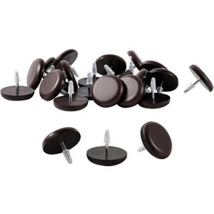 1" Nail on Furniture Sliders (24 Pack) - Furnigear Heavy Duty PTFE (Teflon) Chair Sliders Glides Wooden Furniture Movers Move Your Furniture Easily & Safety - Best Chair Leg Floor Protectors Brown