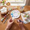 Thenshop 40 Pcs Easter Eggs DIY Kit for Painting Decorating with 24 White Pastel Foam Eggs, 4 Strips of Paint, 4 Paint Palette, 8 Brush for Basket Decorations Stuffers Spring Party