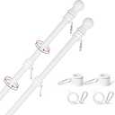 Yeesun Flag Pole, 6FT Flag Pole Kit(2 Packs) for 3' x 5'American Flag, Flag Pole Holder for Outside House, Truck & Boat Use (Without Bracket) (White)