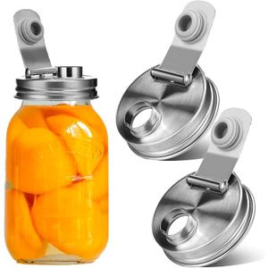 Mason Jar Pour Spout Lid Stainless Steel,Pour Spout Flip Cap Lids for Mason Jars 2Pack,No Rust Leaking Proof for Home Brewing Fruit Fermenting Drinks Airtight(Regular Mouth)