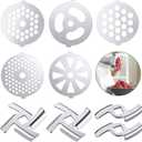 Mudder 9 Pieces Meat Grinder Blades Plate Discs Stainless Steel Food Knife Cutter Meat Grinder Replacement Parts for Size 5 Stand Mixer Accessories