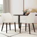 COLAMY Upholstered Dining Chairs Set of 2, Modern Fabric Dining Room Kitchen Side Chair with Padded Seat and Wood Legs for Restaurant/Cafe