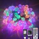AWQ 100 LED 49 FT Globe Ball String Lights Crystal Bubble Ball Fairy String Lights Plug in with Remote 8 Modes Extendable for Indoor Outdoor Wedding Christmas Tree Garden Decor (Multicolor)