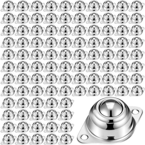 Blulu 5/8 Inch Roller Ball Transfer Bearing Carbon Steel Round Ball Transfer Unit Casters for Conveyor Roller Stand Transmission System Furniture(100 Pcs)