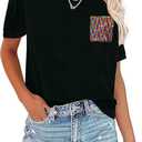 Women Sequined Splicing Short Sleeve T-Shirt Fashion Sparkle Sequin Party Tops Glitter Summer Beach Vacation Tee Shirt (Black, M)