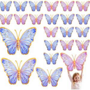 Outus 48 Pcs 3D Large Butterfly Party Decoration 12 Inch 8 Inch 4 in Big Butterfly Centerpieces for Tables Wall Stickers for Birthday Baby Shower Wedding Bedroom Hanging Decoration(Pink, Purple)