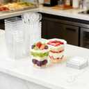 Ginkgo 100 Sets (300 Pieces) 5 oz Dessert Cups with Lids and Spoons, Clear Plastic Parfait Cups, Disposable Appetizer Cups for Pudding, Jello, Mousse, Ice Cream, Party & Catering Supplies