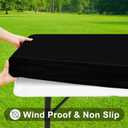 Smiry Rectangle Tablecloth, Elastic Fitted Flannel Backed Vinyl Tablecloths for 6ft Folding Tables, Waterproof Wipeable Table Covers for Indoor, Outdoor, Picnic and Camping (Black, 36"x72")