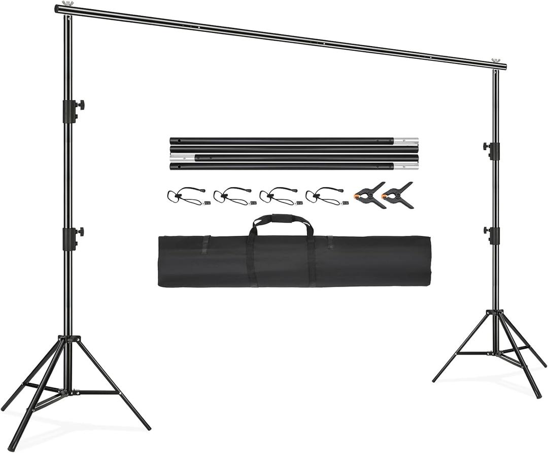 VEVOR 11.5 x 9.6 ft Heavy Duty Backdrop Stand, Height Adjustable Photography Backdrop Stand, Background Support System with 6 Clamps and A Carry Bag, for Party, Wedding, Display, Photo