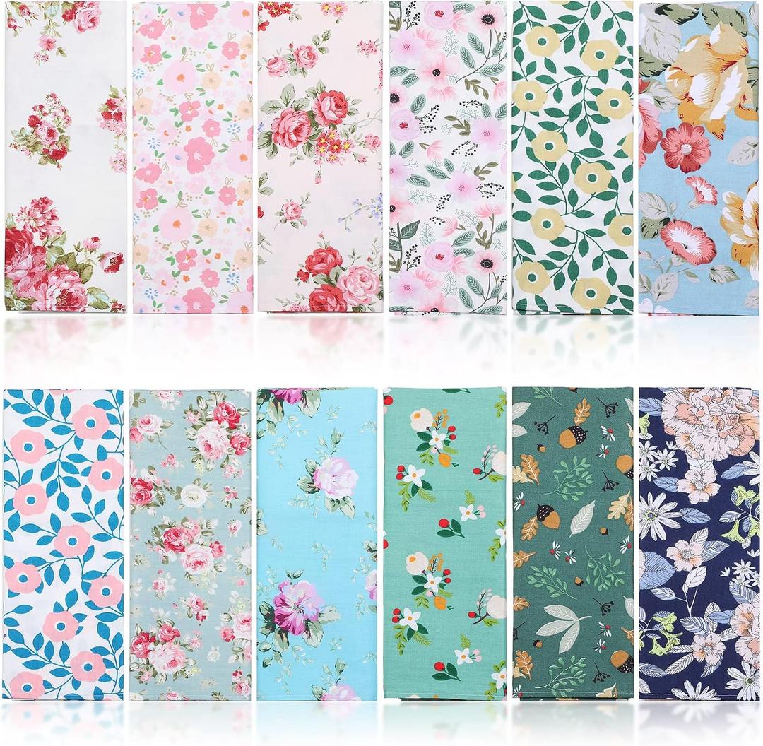 Tatuo Spring Flower Cotton Cloth Napkins Set of 24, 15 x 15 Inch Floral Dinner Napkins Soft Absorbent Washable for Family Cocktail Wedding Kitchen Dining Room Table Tea Party(Lovely Flowers), 6.7" x 5.5"