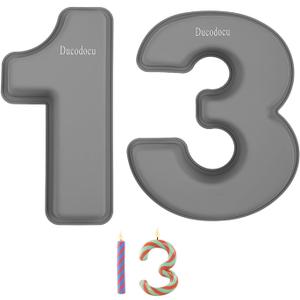 Ducodocu Silicone Number Cake Pan Large 3D Number Cake Mold Baking Forms Novel Cake Tins DIY Baking Mold for 13/31th Birthday Wedding Anniversary 10 inch Number of 1&3