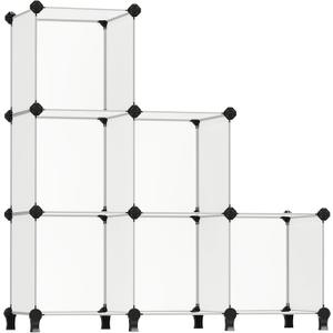 SONGMICS 6 Cube Storage Organizer, DIY Closet Shelf, Plastic Clothes Organizer, Modular Bookcase, 11.8 x 11.8 x 11.8 Inch Cubes, with Feet and Rubber Mallet, White ULPC06W