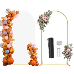 7.2 FT Wedding Arch Backdrop Stand and White Arch Cover Set, Metal Arch Stand with Arch Stand Cover for Birthday Party Wedding Ceremony Bridal Baby Shower Event Decor