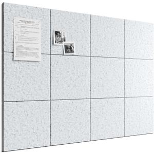 Bumusty Large Cork Board 48" x 36" Alternative - 12 Pack Felt Wall Tiles with 70 Safe Removable Adhesive Tabs, 30 Pushpins, Cork Boards for Walls Pin Board Bulletin Board Office Decor (Light Gray)