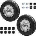 4.80/4.00-8" Tire, 16" Pneumatic Wheelbarrow Tire and Wheel with 5/8" Bearings (Extra 3/4") and 3" Centered Hub for Wheelbarrow/Garden Carts/Hand Truck/Yard Wagon Dump Cart (2-Pack)
