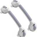 Grab Bars for Bathtub and Shower, 2 Pack Shower Handle with Strong Suction Cups, 16.8 Inch Bathroom Grab Bars for Seniors, Removable Shower Safety Handrail for Elderly, Drill Free, Waterproof (Grey+White)