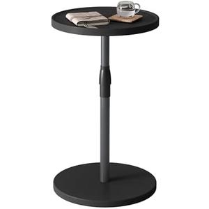 IRCPEN Adjustable End Table, Small Round Side Table, Drink Table for Small Spaces, Pedestal Nightstand for Living Room, Bedroom, Sofa Couch, Black Wood Grain ET-010BW